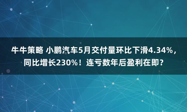 牛牛策略 小鹏汽车5月交付量环比下滑4.34%，同比增长230%！连亏数年后盈利在即？