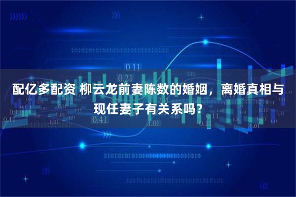 配亿多配资 柳云龙前妻陈数的婚姻，离婚真相与现任妻子有关系吗？