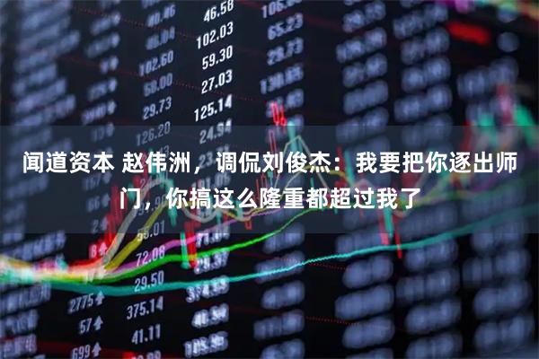 闻道资本 赵伟洲，调侃刘俊杰：我要把你逐出师门，你搞这么隆重都超过我了